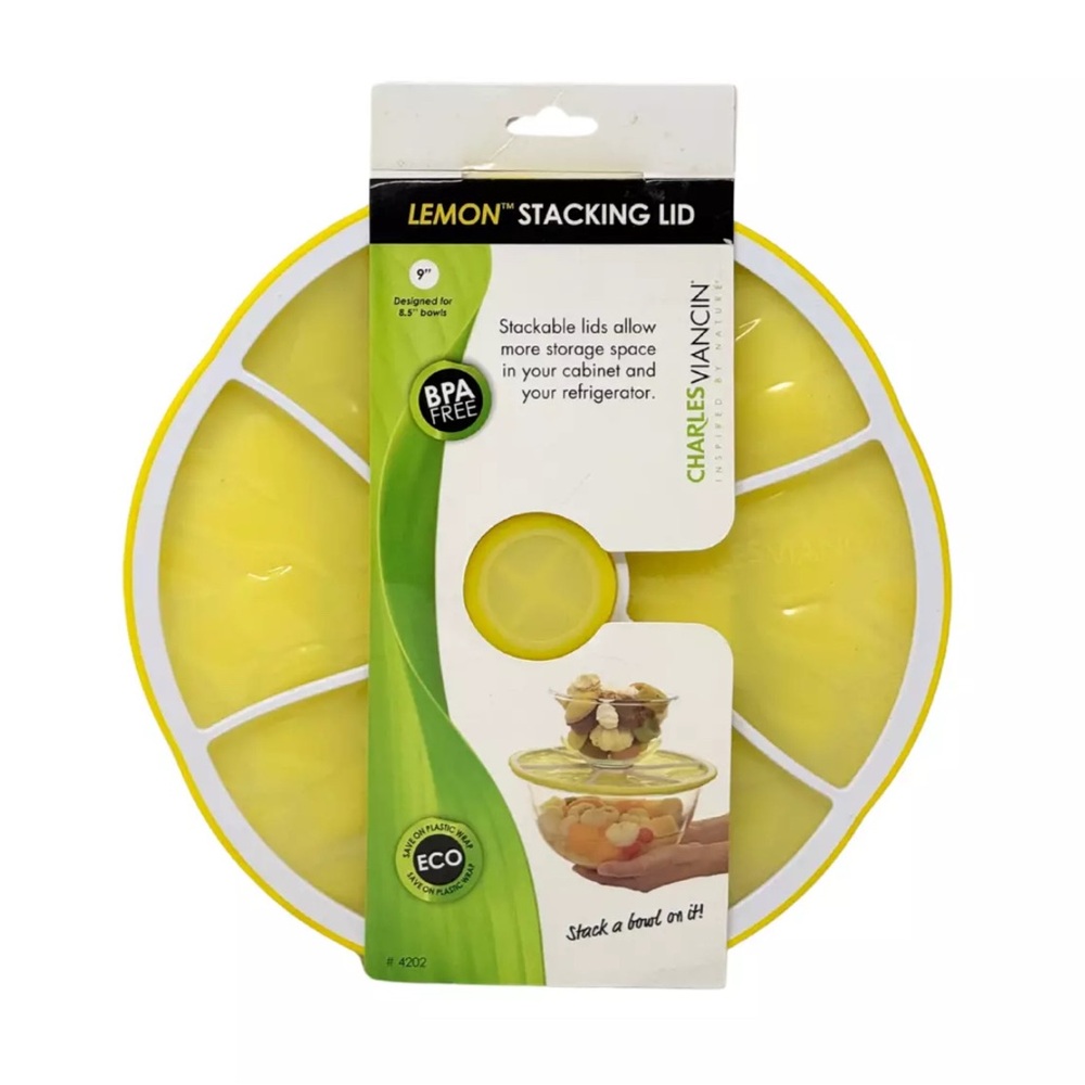 Charles Viancin 9" Lemon Yellow & White Stacking Silicon Lid Inspired by Nature